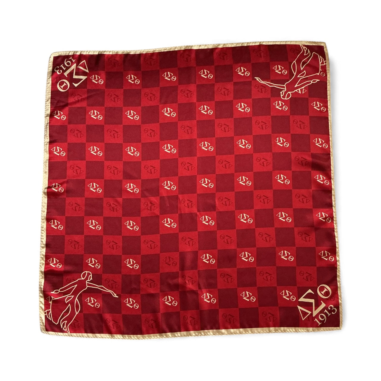 The Checkered Crimson DST Square Scarf