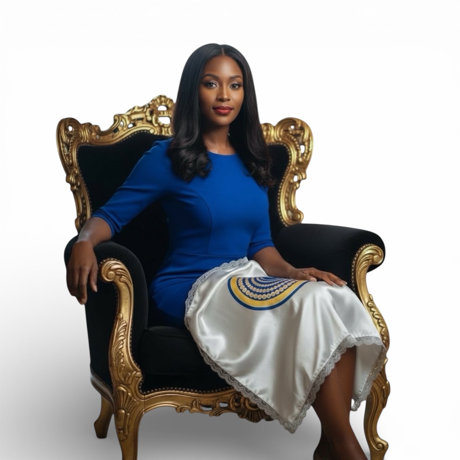 Royal Blue Pearl Lap Scarf