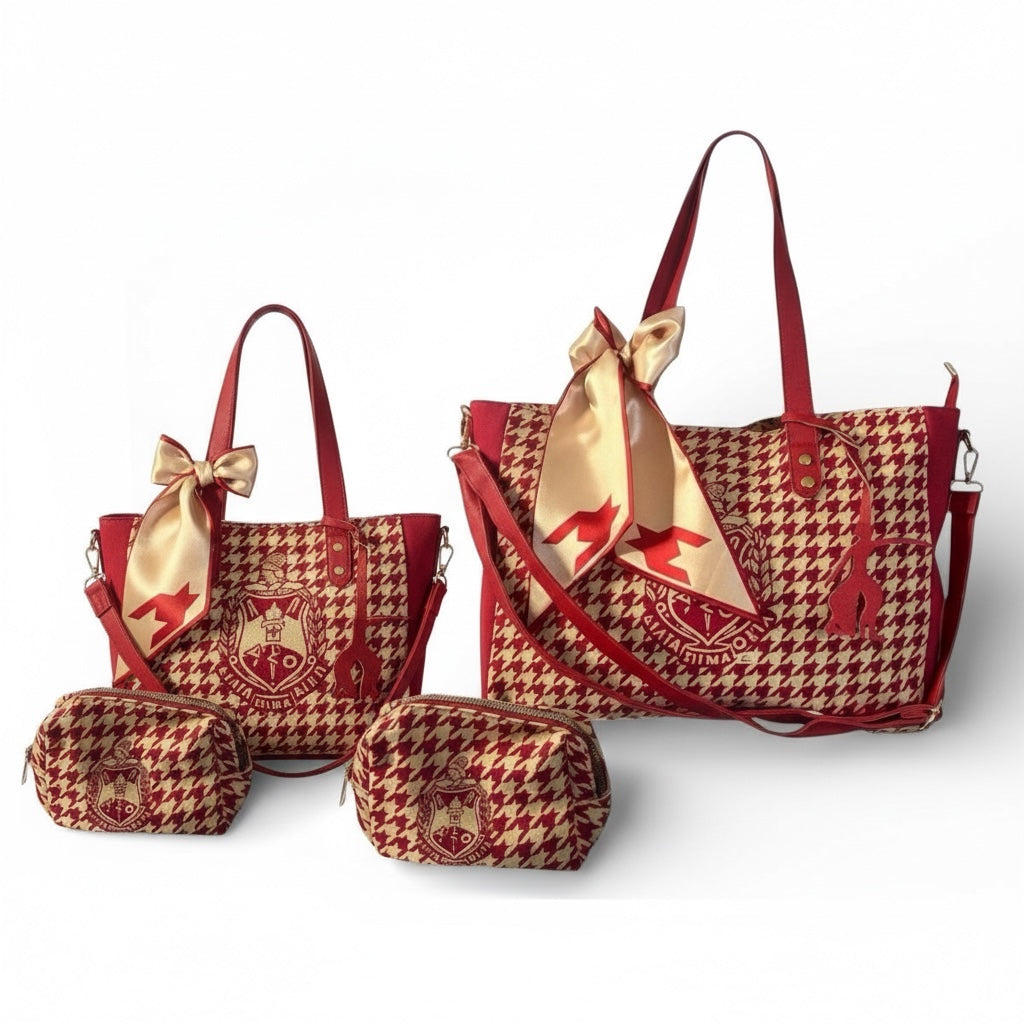 DST Houndstooth Signature Tote Set | 4-Piece Bundle